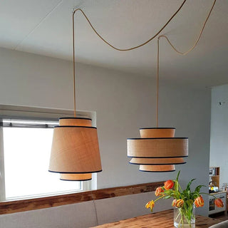 Suspension japonaise design en tissu naturel multicouche