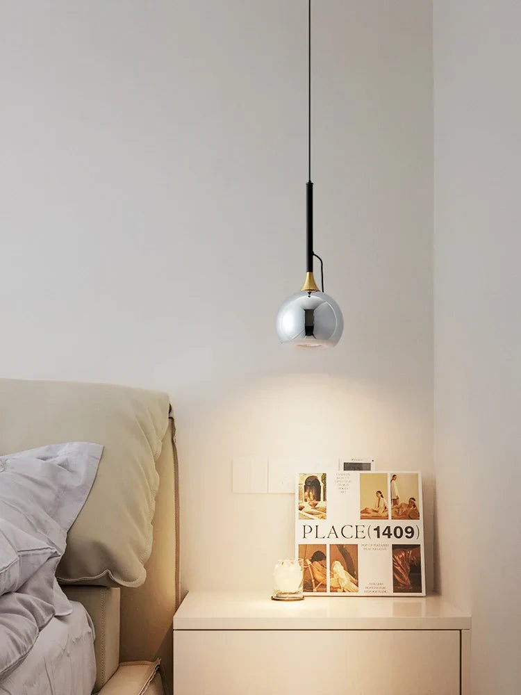 Suspension design minimaliste métal et verre sphérique