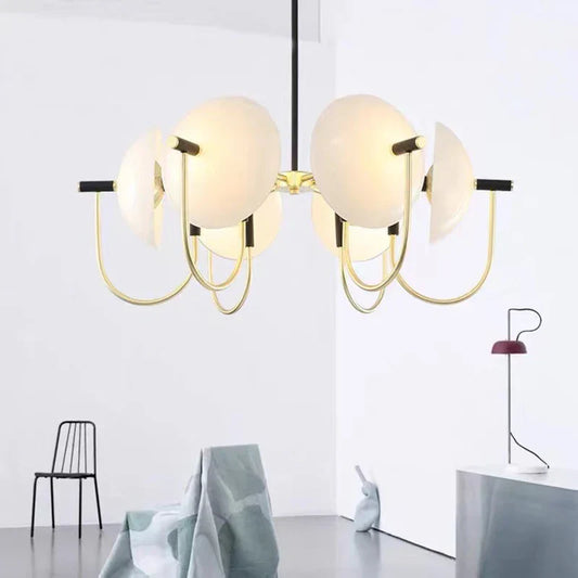 Suspension design moderne verre et métal doré
