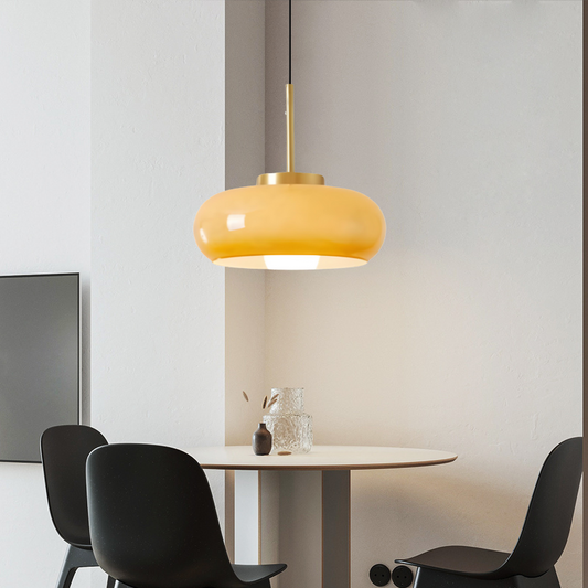 Suspension moderne verre et cuivre design Halvin