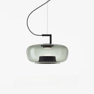 Suspension design en verre coloré et métal noir
