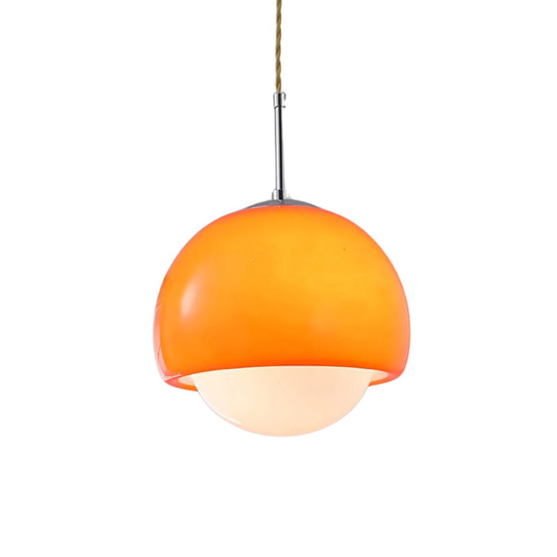 Suspension moderne verre Bauhaus orange et beige