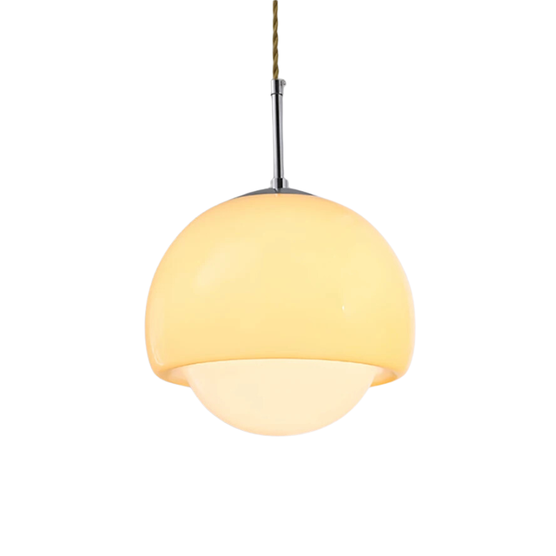 Suspension moderne verre Bauhaus orange et beige