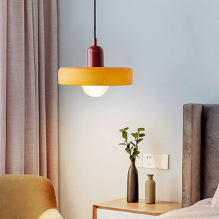 Suspension design moderne bicolore en verre coloré