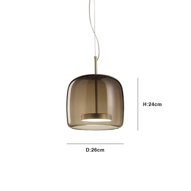 Suspension moderne en verre fumé et métal doré