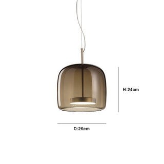 Suspension moderne en verre fumé et métal doré