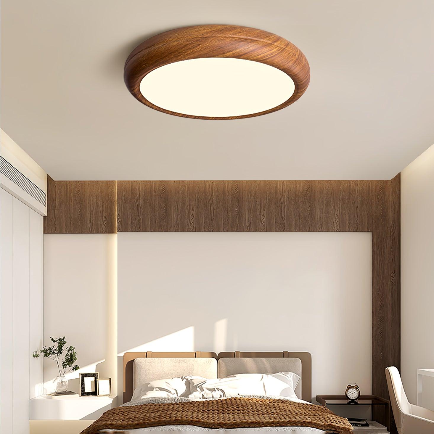 Plafonnier LED scandinave en bois naturel moderne