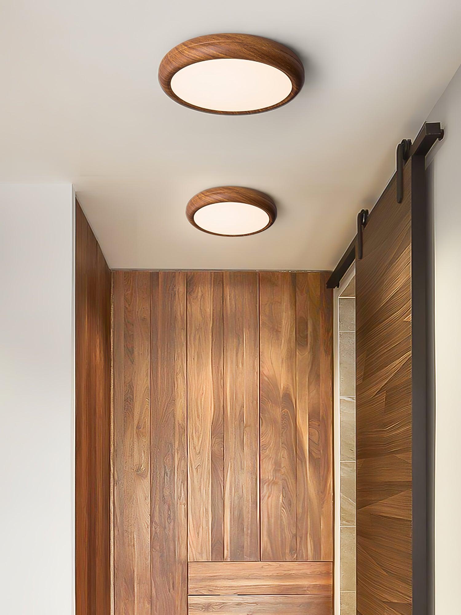 Plafonnier LED scandinave en bois naturel moderne