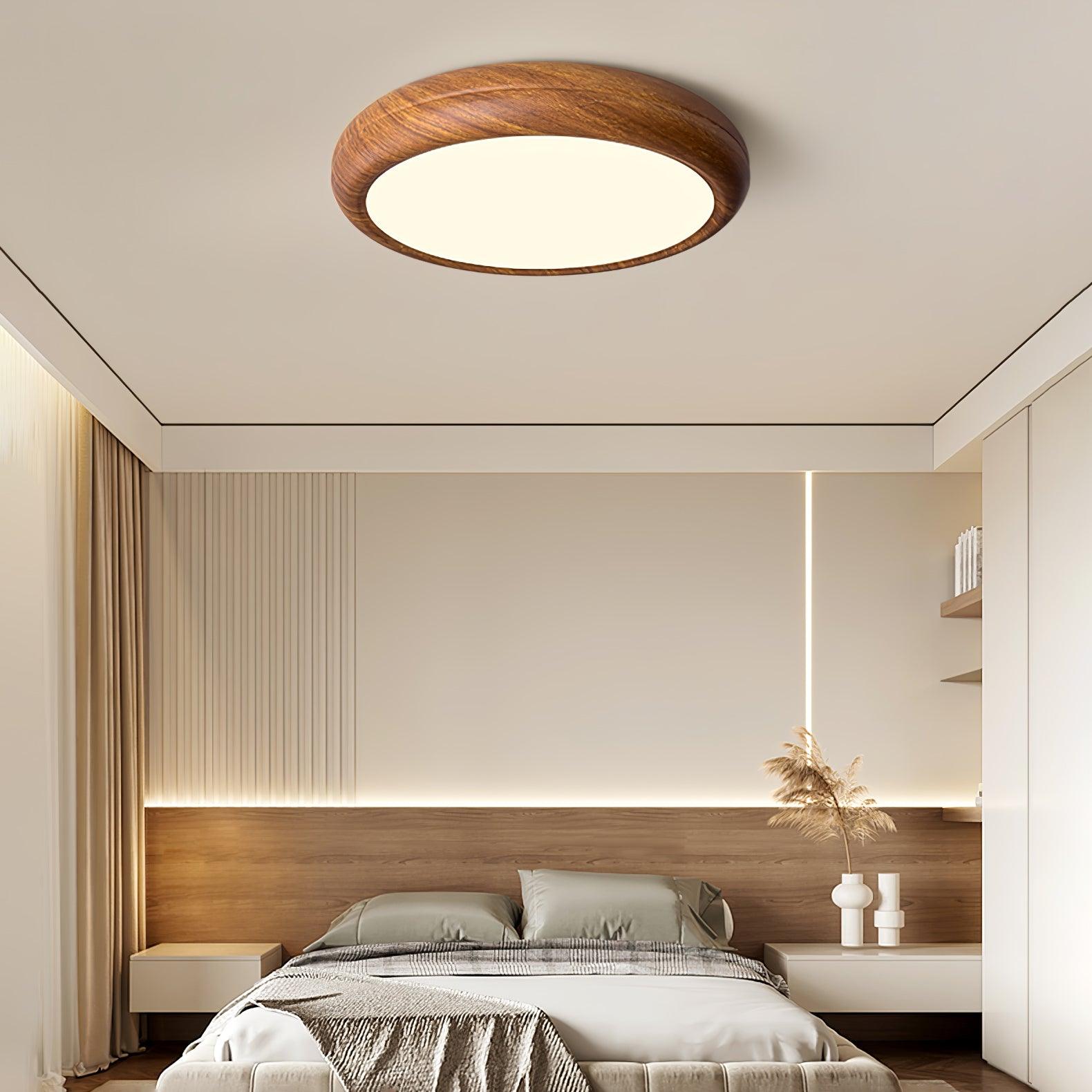 Plafonnier LED scandinave en bois naturel moderne
