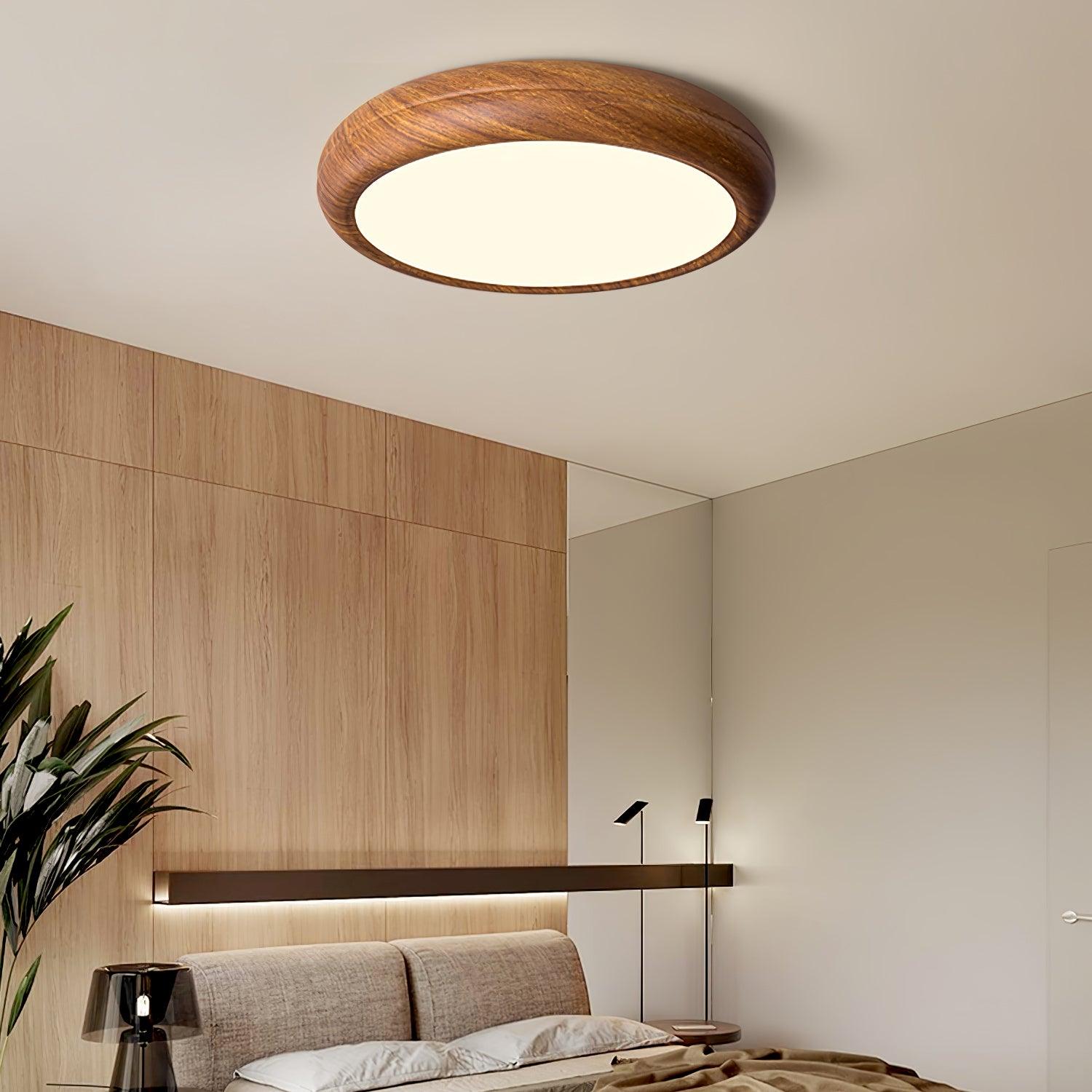 Plafonnier LED scandinave en bois naturel moderne