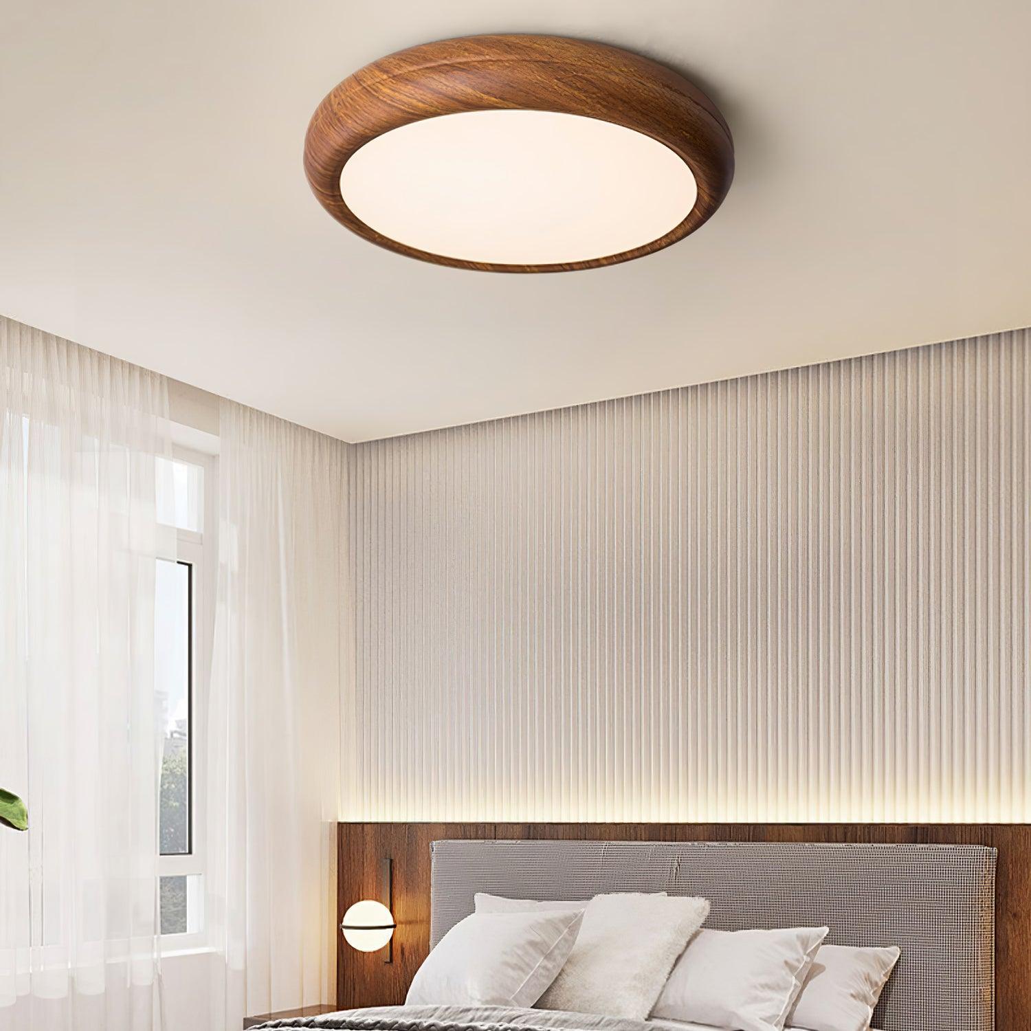 Plafonnier LED scandinave en bois naturel moderne