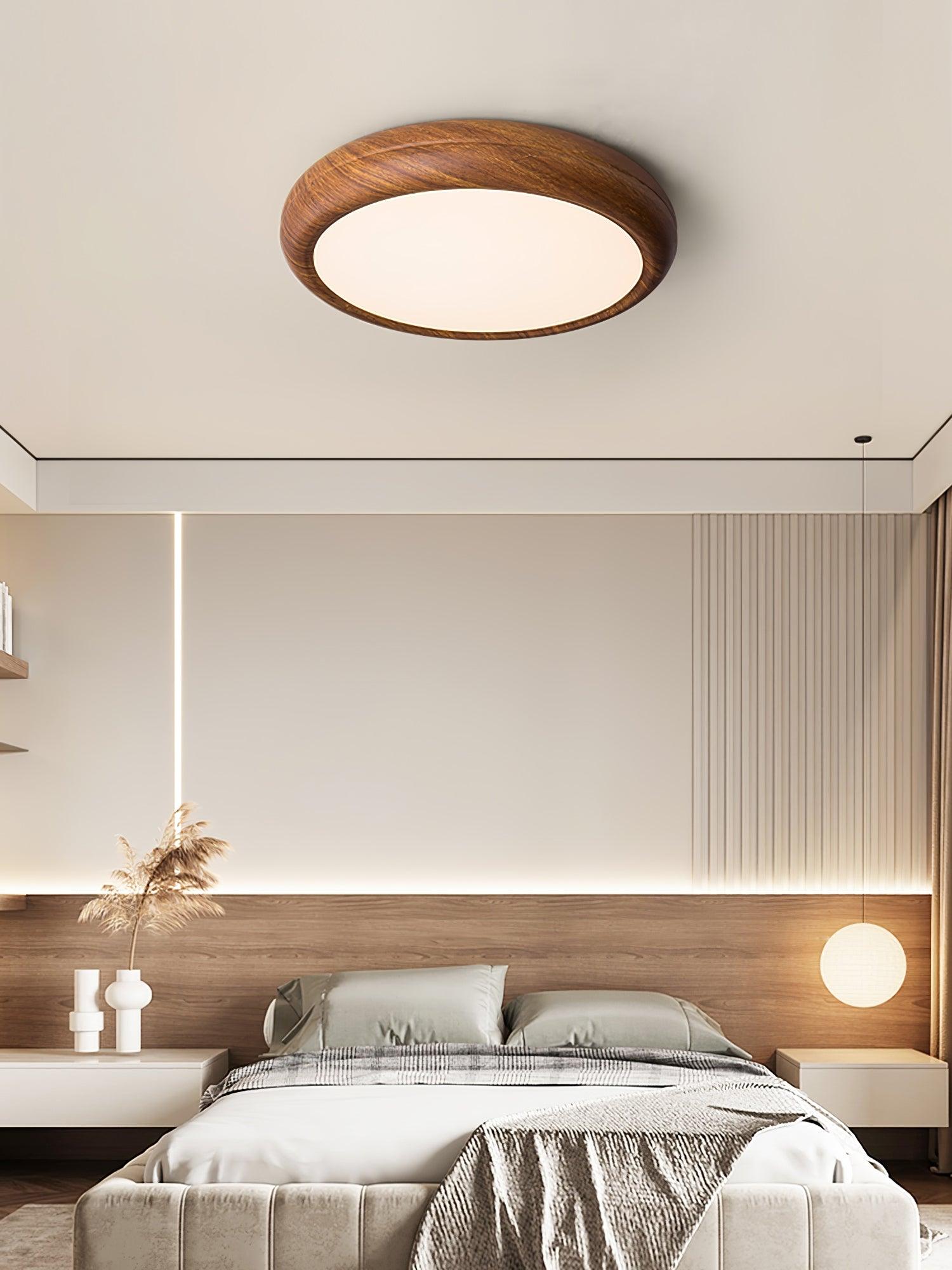 Plafonnier LED scandinave en bois naturel moderne