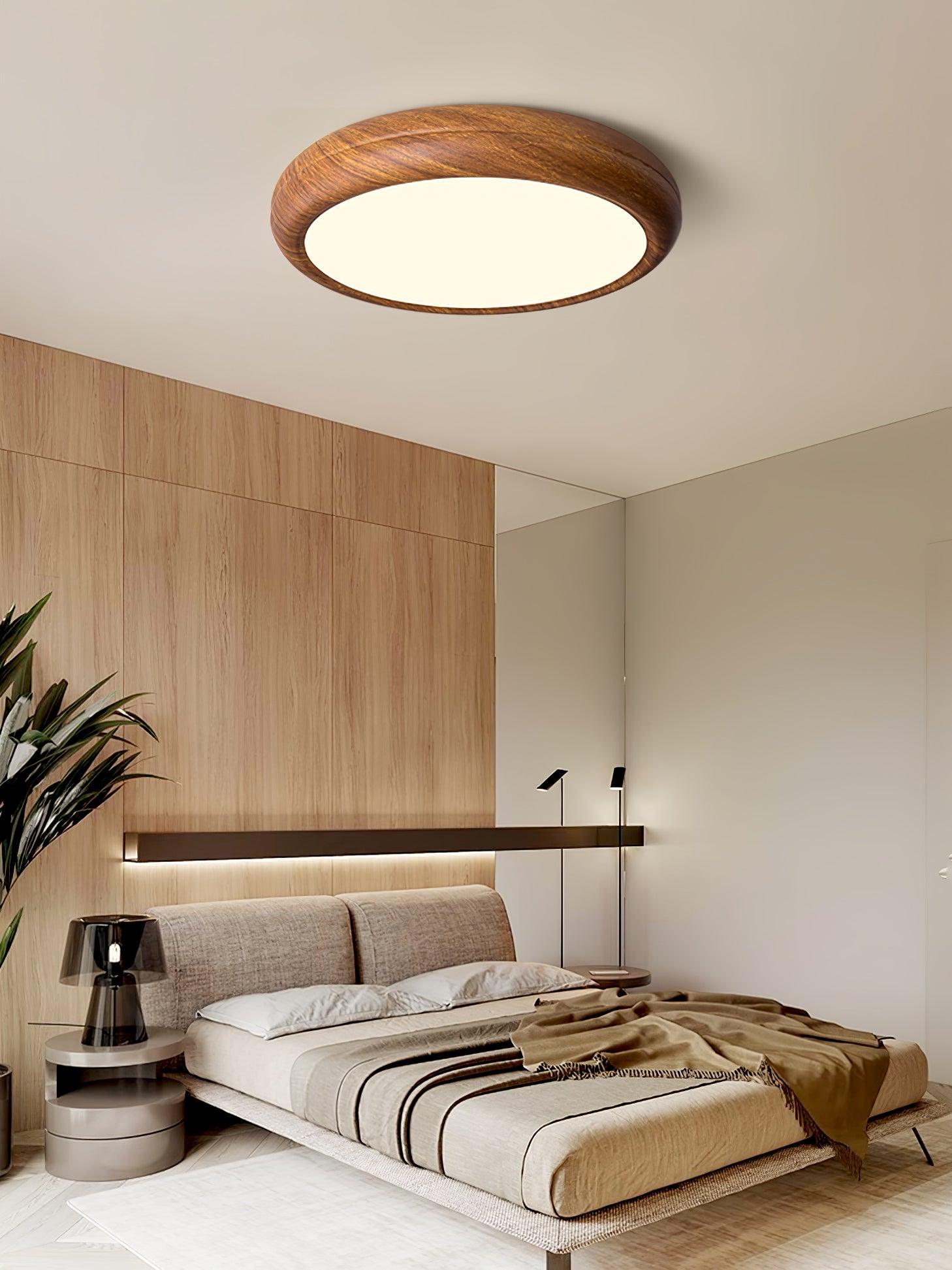 Plafonnier LED scandinave en bois naturel moderne