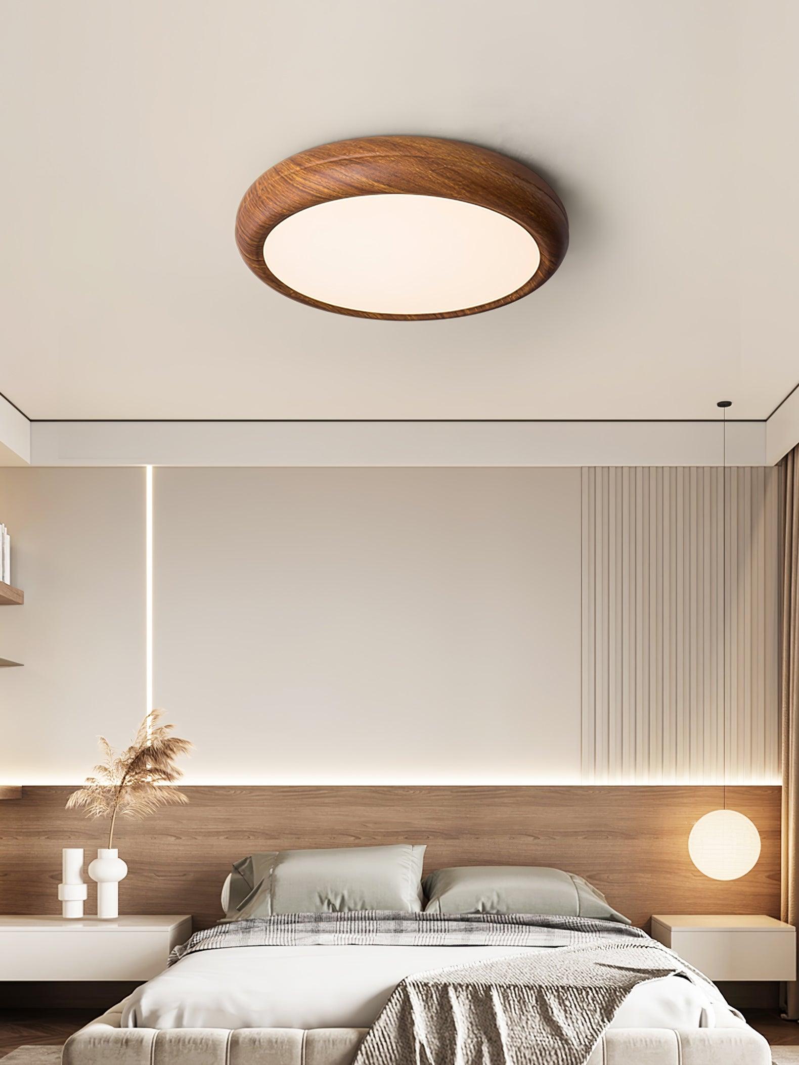 Plafonnier LED scandinave en bois naturel moderne