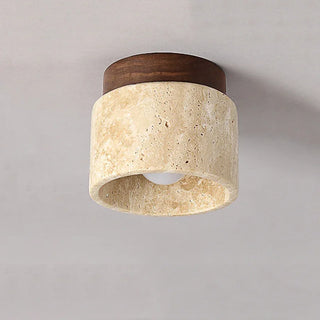 Suspension japonaise cylindrique en céramique et bois