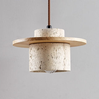 Suspension design en travertin et bois naturel