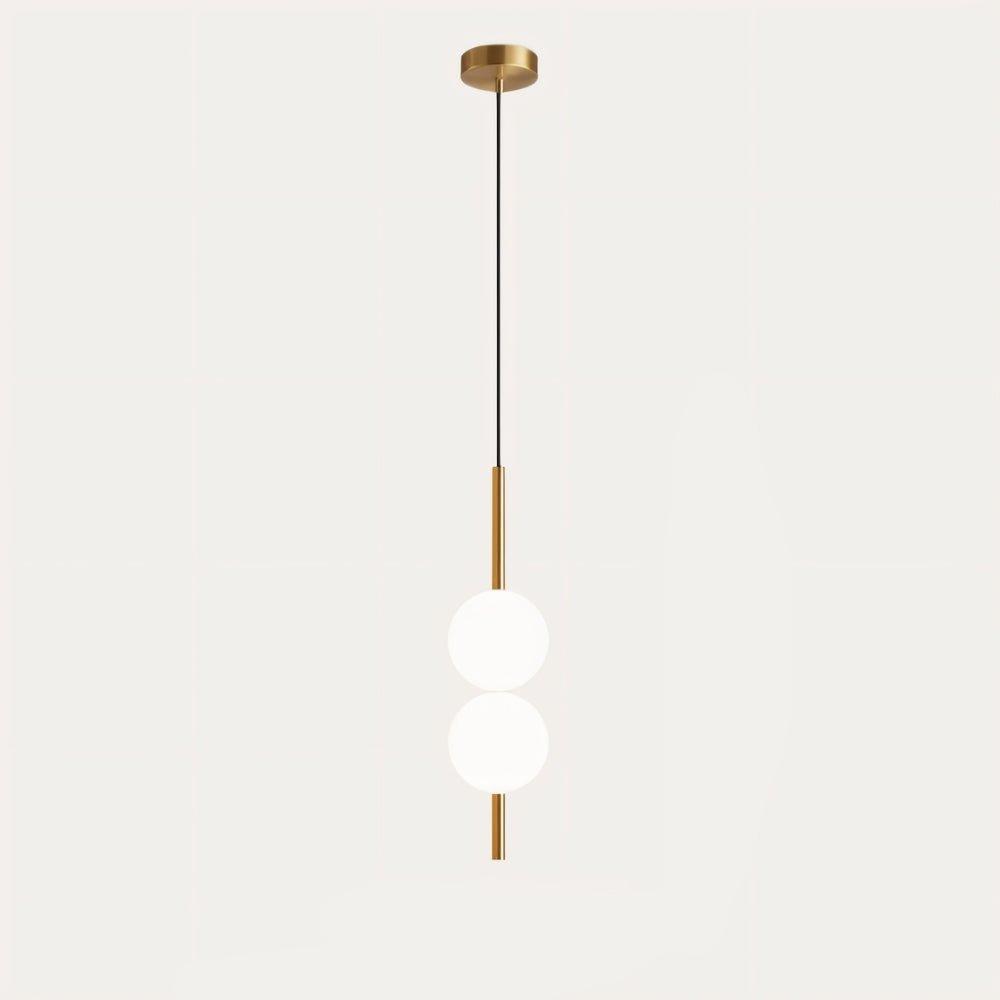 Suspension moderne dorée deux globes en verre