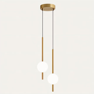Suspension moderne dorée deux globes en verre