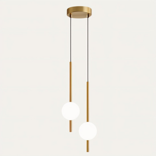 Suspension moderne dorée deux globes en verre