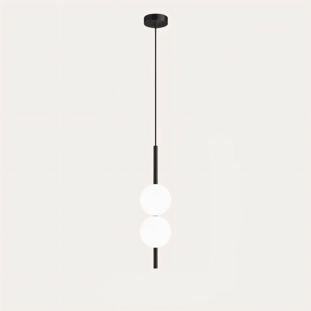 Suspension moderne dorée deux globes en verre