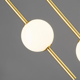 Suspension moderne dorée deux globes en verre
