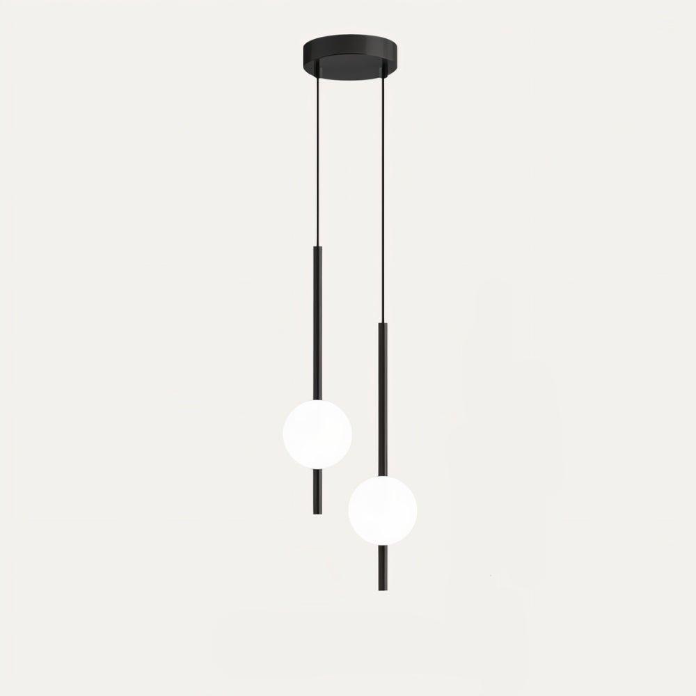 Suspension moderne dorée deux globes en verre