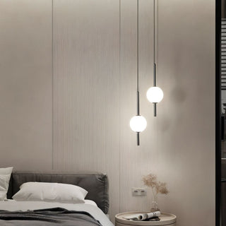Suspension moderne dorée deux globes en verre
