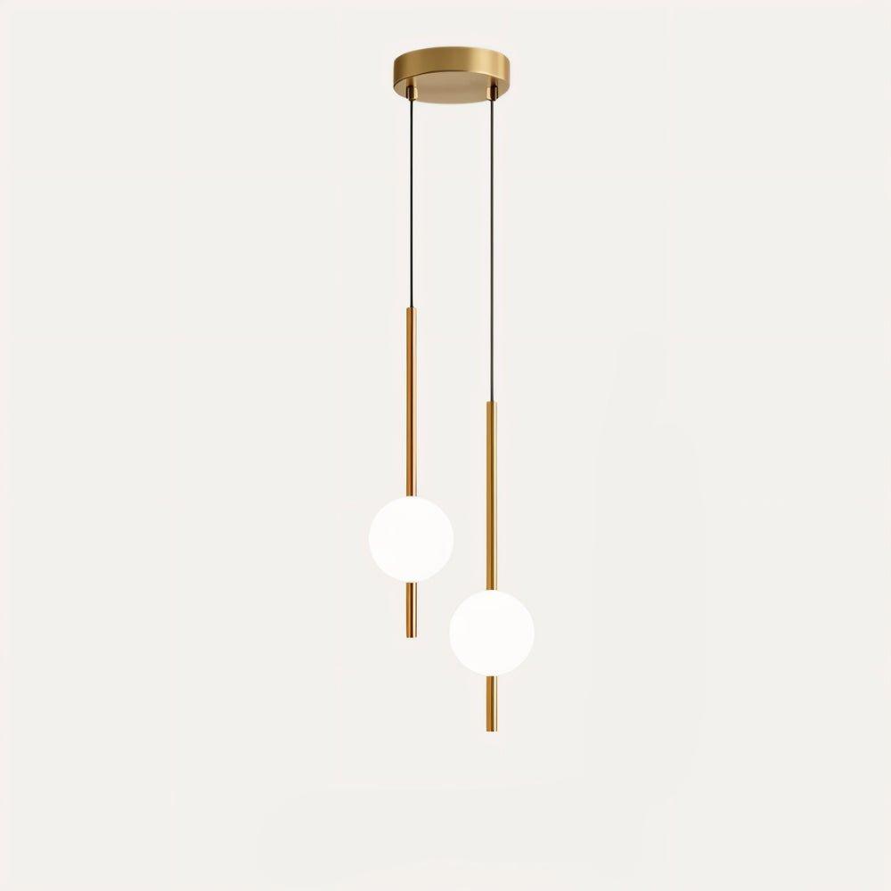 Suspension moderne dorée deux globes en verre