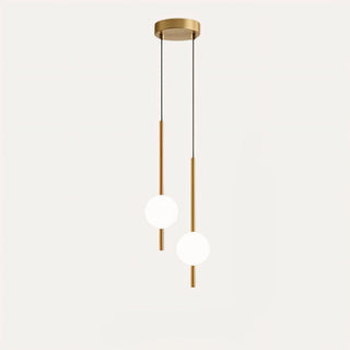 Suspension moderne dorée deux globes en verre