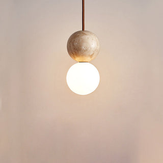Suspension design céramique wabi-sabi et verre blanc