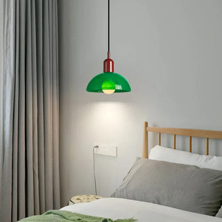 Suspension moderne bicolore métal orange et vert