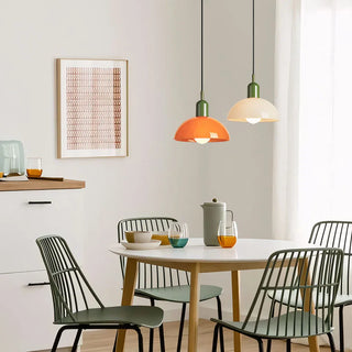 Suspension moderne bicolore métal orange et vert