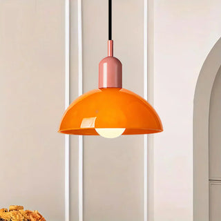 Suspension moderne bicolore métal orange et vert