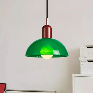 Suspension moderne bicolore métal orange et vert