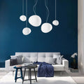 Suspension design galet blanc en verre dépoli moderne