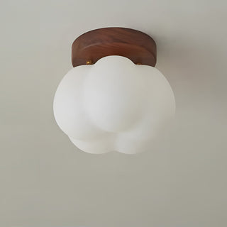 Plafonnier japonais design bois et verre dépoli