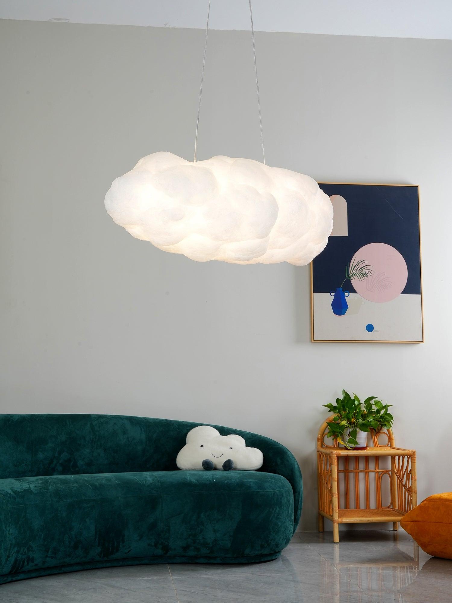 Suspension design nuage lumineux en fibre moderne
