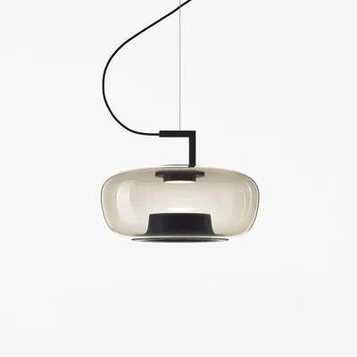 Suspension design en verre coloré et métal noir