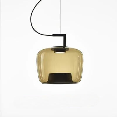 Suspension design en verre coloré et métal noir