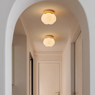 Plafonnier japonais design bois et verre dépoli