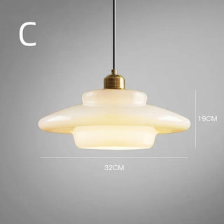 Suspension vintage verre blanc laiteux et laiton