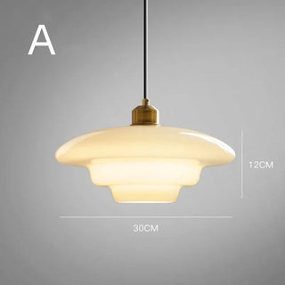 Suspension vintage verre blanc laiteux et laiton