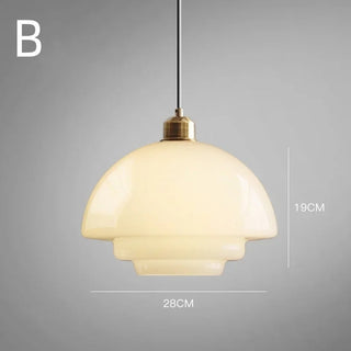 Suspension vintage verre blanc laiteux et laiton
