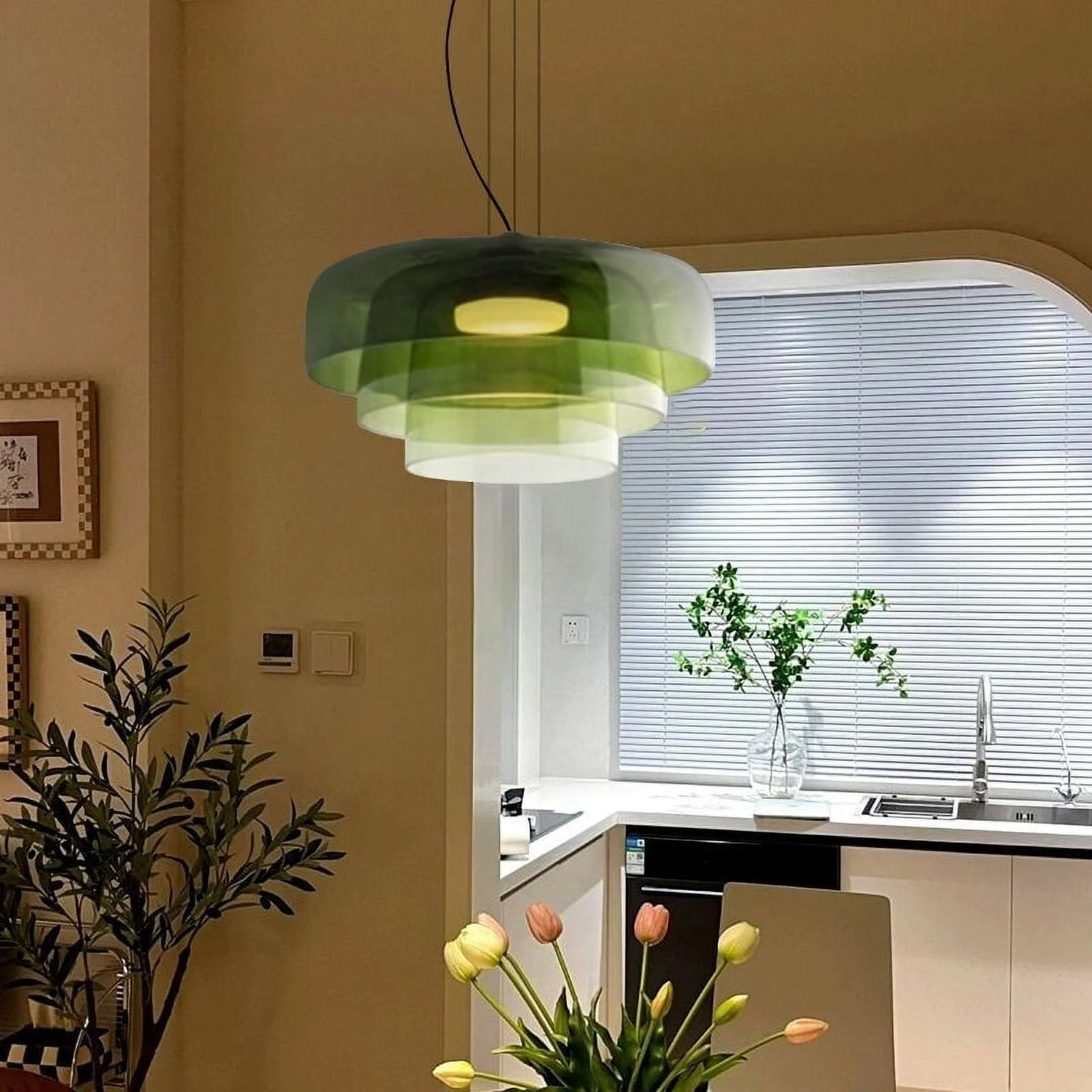 Suspension moderne en verre multicouche LED design