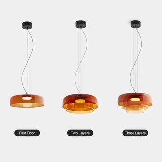 Suspension design moderne en verre multicouche coloré