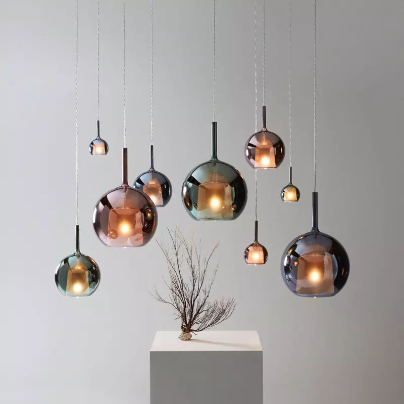 Suspension design verre fumé double paroi nordique