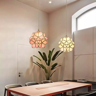 Suspension design florale en verre et métal doré