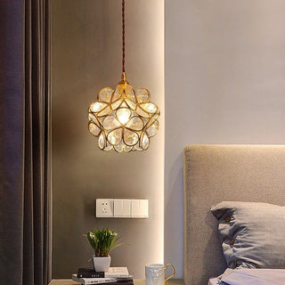 Suspension design florale en verre et métal doré