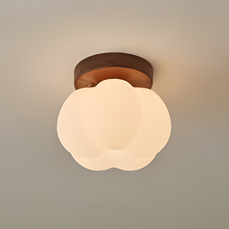 Plafonnier japonais design bois et verre dépoli