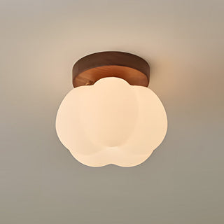 Plafonnier japonais design bois et verre dépoli